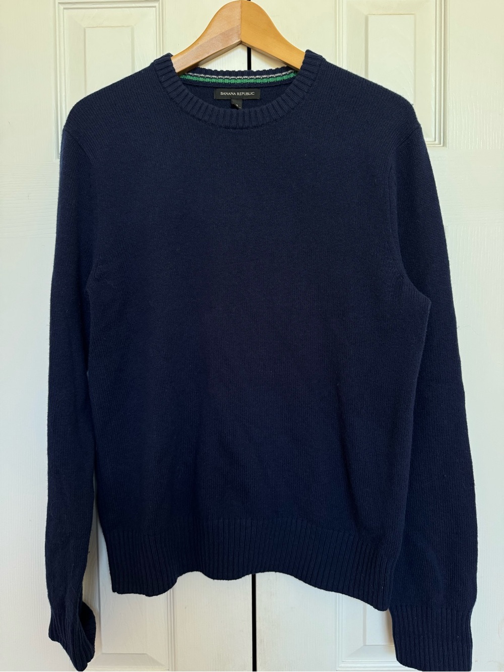 Banana Republic Sweater Men’s Navy Crewneck Merino Wool Cotton